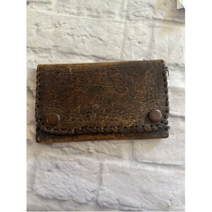 Vintage Leather Card Holder Embossed